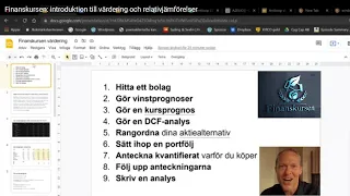 FINANSKURSEN IV introduktion till värdeinvesterande