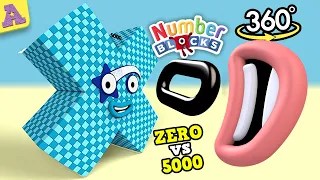 OMG Huge Numberblocks Cross 5000 vs Zero in 360VR