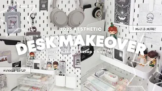 2023 aesthetic desk makeover (neutral theme) ☆ skadis pegboard setup, kvissle magazine rack & hauls!