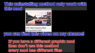 How to Safely Uninstall GTA V Graphic mod(Without deleteing mods folder)