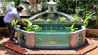 Designer Outdoor Water Fountain - Outdoor Aquarium from Cement and Brick