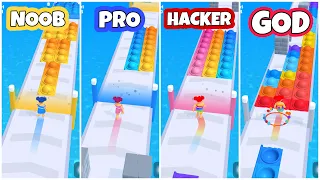 NOOB vs PRO vs HACKER vs GOD in Pop it Run