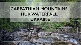 CARPATHIAN MOUNTAINS, UKRAINE. Waterfall Huk in Tatariv village. UKRAINE VLOG