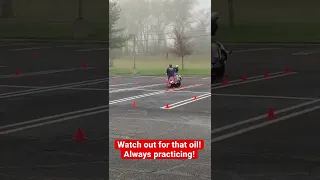 Dropping your motorcycle while practicing slow speed maneuvers is par for the course!