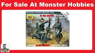 Monster Hobbies - Zvezda 1/72nd Scale WWII German 81-mm Mortar with Crew 1939 - 1942 Set Commercial