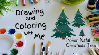 Menggambar & Mewarnai Pohon Natal | How to Draw & Coloring Christmas tree | Easy Plant Draw For Kids