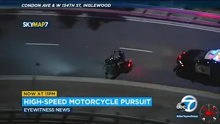 Motorcycle leads CHP on high-speed chase from OC to Inglewood | ABC7