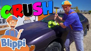 Blippi Crushes A Car With An Excavator! | Learn Verbs For Kids | Educational Videos For Toddlers