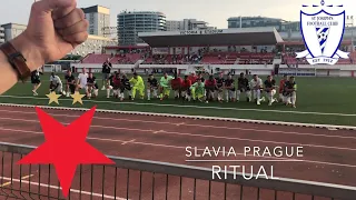 Slavia Prague's post match ritual in Gibraltar