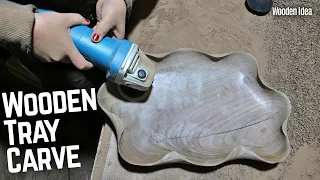 How To Make Wooden Tray | Wooden Tray Carved With An Angle Grinder