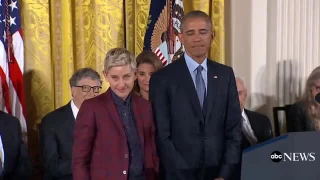 Ellen DeGeneres Presidential Medal of Freedom - Obama Gets Choked Up