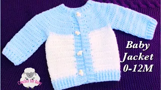 Super easy baby set - Crochet cardigan jacket - boy or girl 0-12M - beginners -Crochet for Baby #189