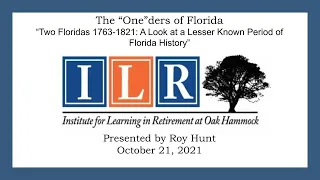 "One"ders of Florida - Roy Hunt -  October 21
