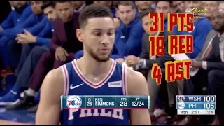 Ben Simmons Highlights | 31pts/18Reb/4Ast | 76ers vs Wizards | 29th Nov | 2017 NBA Season