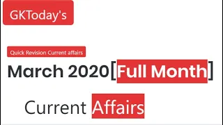 March 2020 | Full Month Current Affairs | Current Affairs in English