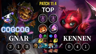 RJ Cogcog Gnar vs Kennen Top - KR Patch 11.4