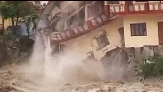 Watch: in torrential rain, house collapses in Uttarakhand