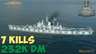 World of WarShips | Des Moines | 7 KILLS | 232K Damage - Replay Gameplay 1080p 60 fps