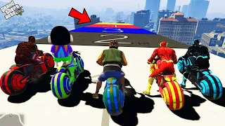 Franklin And Avengers Ultimate Hard Ramp Jump Challenge With All Flash in GTA 5