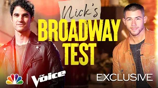 Nick Jonas Quizzes Darren Criss on Broadway Characters - The Voice Battles 2021