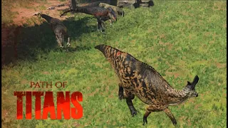 Solo Lambeo vs 2 Allosaurus | Path of Titans
