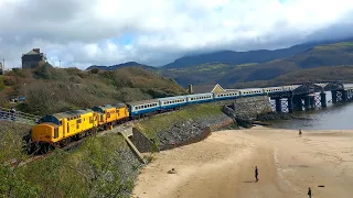 97304 and 97302 on the Cambrian Coast Express Crossing Barmouth Bridge 04/04/24