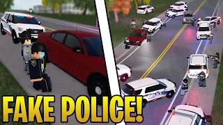 FAKE police pull me over.. Ends in MASSIVE CHASE! | Liberty County Roleplay (Roblox)