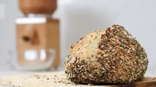 A Simple Rustic Multiseed Sourdough Bread with a Touch of Home Milled Rye Flour