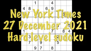 Sudoku solution – New York Times sudoku 27 December 2021 Hard level