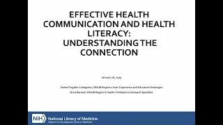 Effective Health Communication and Health Literacy: Understanding the Connection (January 26, 2023)