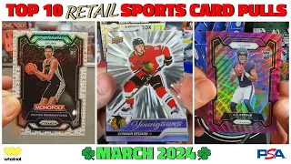 ALL $1,000+ PULLS! 🤯 | The Top 10 **RETAIL** Sports Card Pulls of the Month: March 2024 🍀