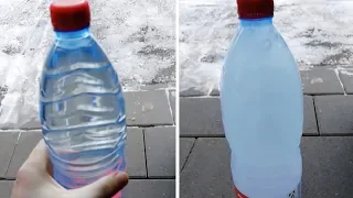 Lad Shows Water In Bottle Instantly Freezing
