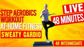 Step Aerobics Workout w/Jenny Ford | Live | Intermediate | Beat COVID19 | At-Home Fitness | 48 Min