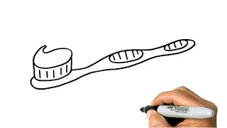 How to DRAW a TOOTHBRUSH Easy Step by Step