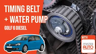 How to replace the timing belt and the water pump Golf mk6 1.6 TDI 🚗