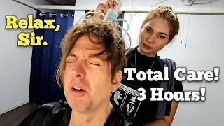 3 HOURS: COULDN'T MOVE or TALK! (ASMR Ear Cleaning, Massage, Facial & Shave) Pattaya, Thailand 🇹🇭