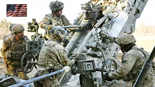 U.S. Army live fire at Exercise use M777 howitzers in Grafenwoehr, Germany.