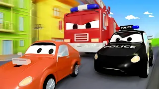 Der Streifenwagen in Autopolis -  Franks Geburtstagsparty - Autopolis 🚒 Cartoons für Kinder 🚓