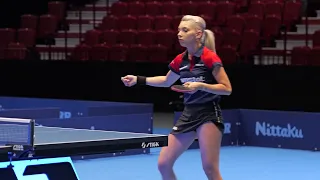 Bernadette Szocs in action in 2023 STUPA European Table Tennis Championships!