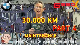 BMW G650 XCOUNTRY 30.000KM FULL MAINTENANCE. PART 4 The Old Mechanic show you how YOU can DO IT.