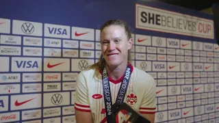 USWNT Goalkeeper ALYSSA NAEHER postgame; Team USA beat Canada to win the SheBelieves Cup