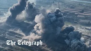 Drone footage appears to show Mariupol's Azovstal Steelworks being bombed by Russian forces