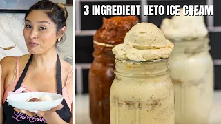 3 INGREDIENT KETO ICE CREAM! Vanilla, Chocolate, & Peanut Butter Keto Ice Cream