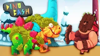 Dino Bash ДИНОЗАВРЫ в ЛЕДНИКОВОМ ПЕРИОДЕ Мульт игра для детей про БИТВУ С ТРОГЛОДИТАМИ Дино Баш