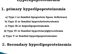 Disorder in Lipid Metabolism