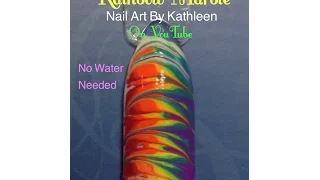 Rainbow Marble Nail Art Tutorial - No Water Needed - Easy DIY Nail Art