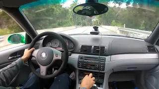 E46 M3 ZCP with screaming S54 Engine. Brutal Sound! Canyon Run.