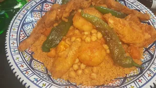 دبارتنا اليوم كسكسي بالدجاج العربي🐓🐓 بنة على بنة😋😋