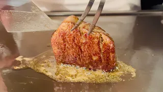 $260 A5 Wagyu Steak and Sukiyaki lunch - Akita Beef Teppanyaki at Ginza Tokyo Japan