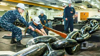 How US Navy Works with Massive Anchor Chains to Beat Rough Seas